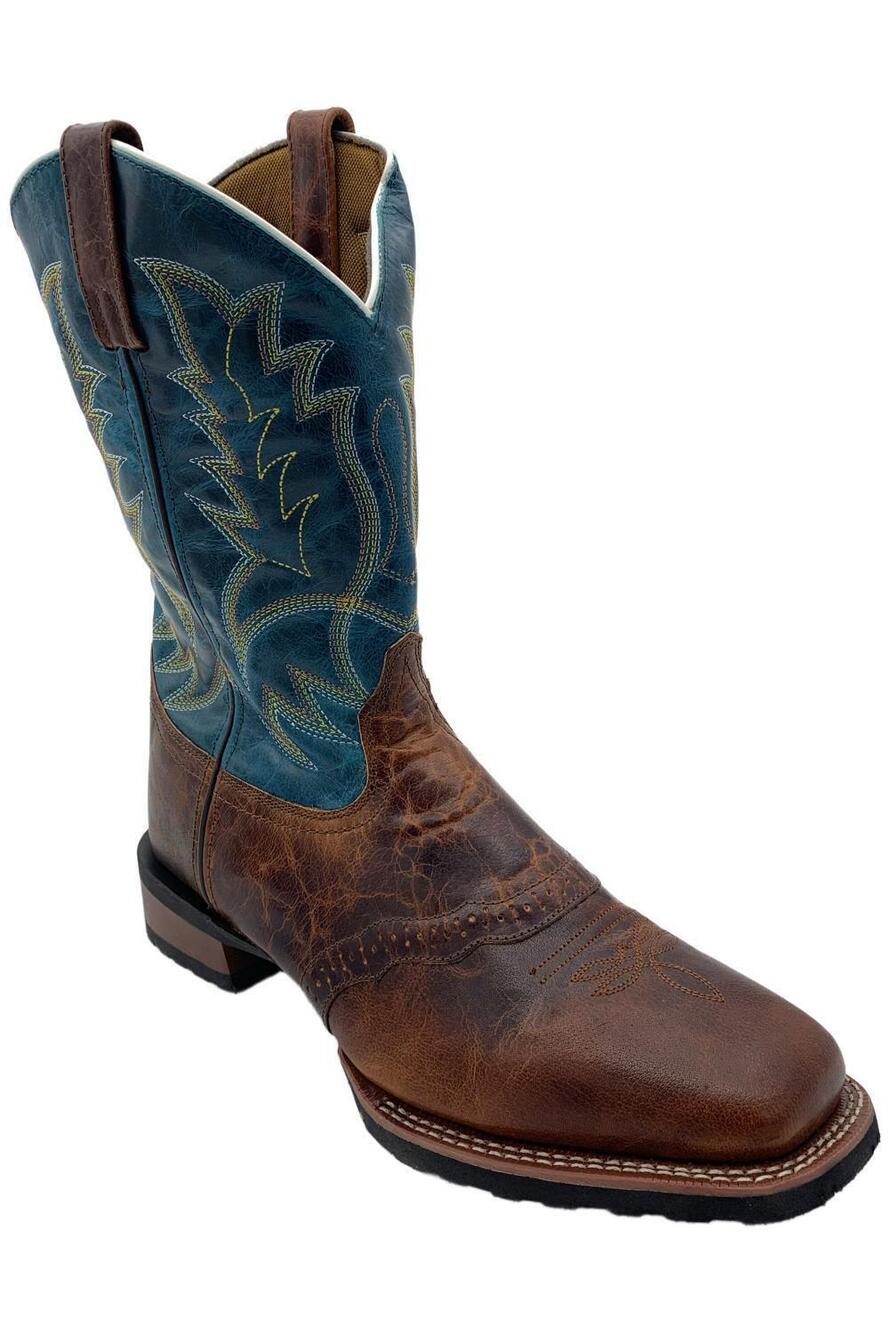 Laredo Men's Ruger Leather Pull On Boots Rust/Blue - Medium